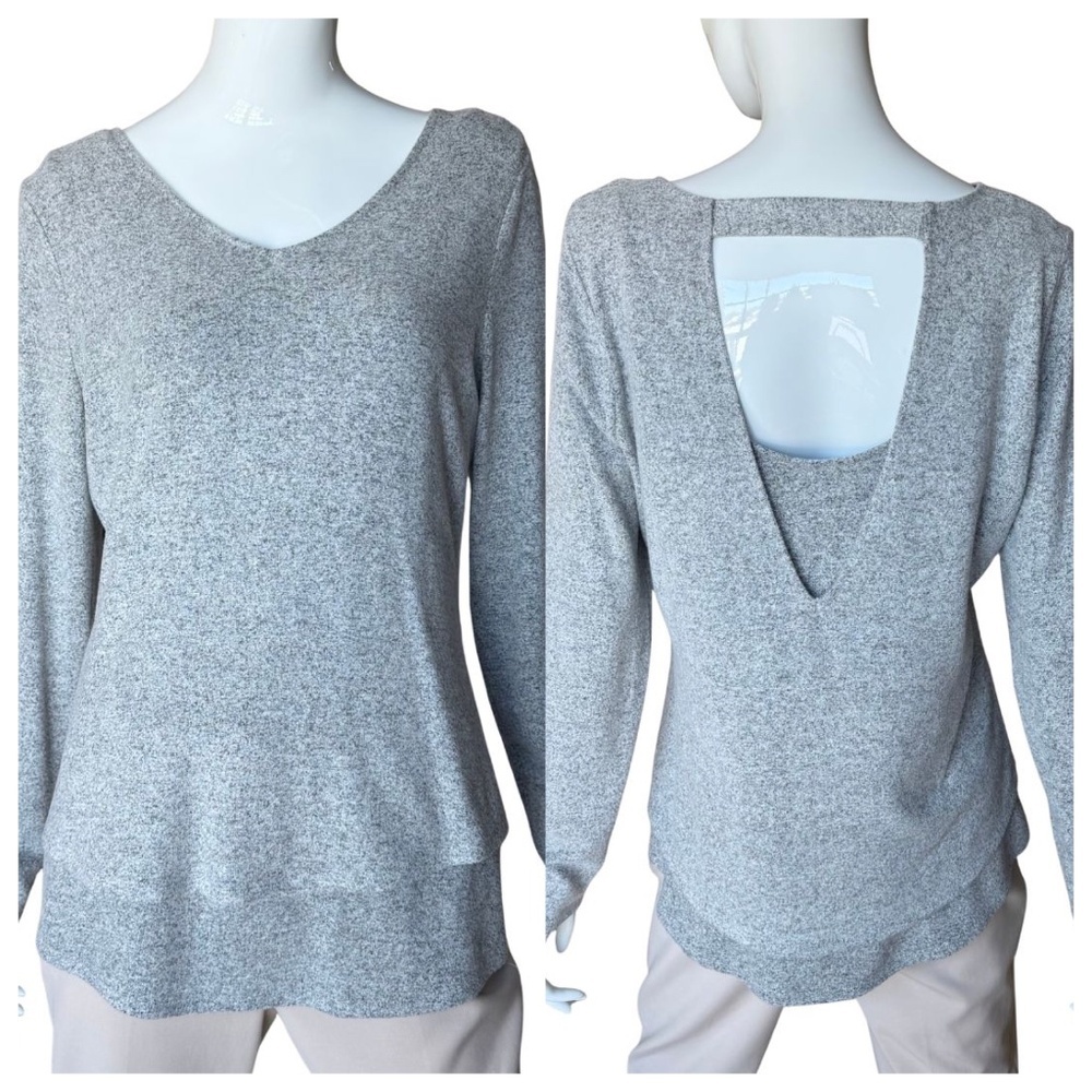 White House Black Market Heather Grey Super Soft 2-Piece Sweater Set Size Medium